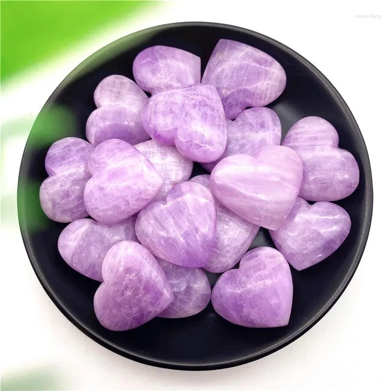 Decorative Figurines Natural Kunzite Crystal Heart Shaped Stones Healing Gemstone Hearts Home Decor And Minerals