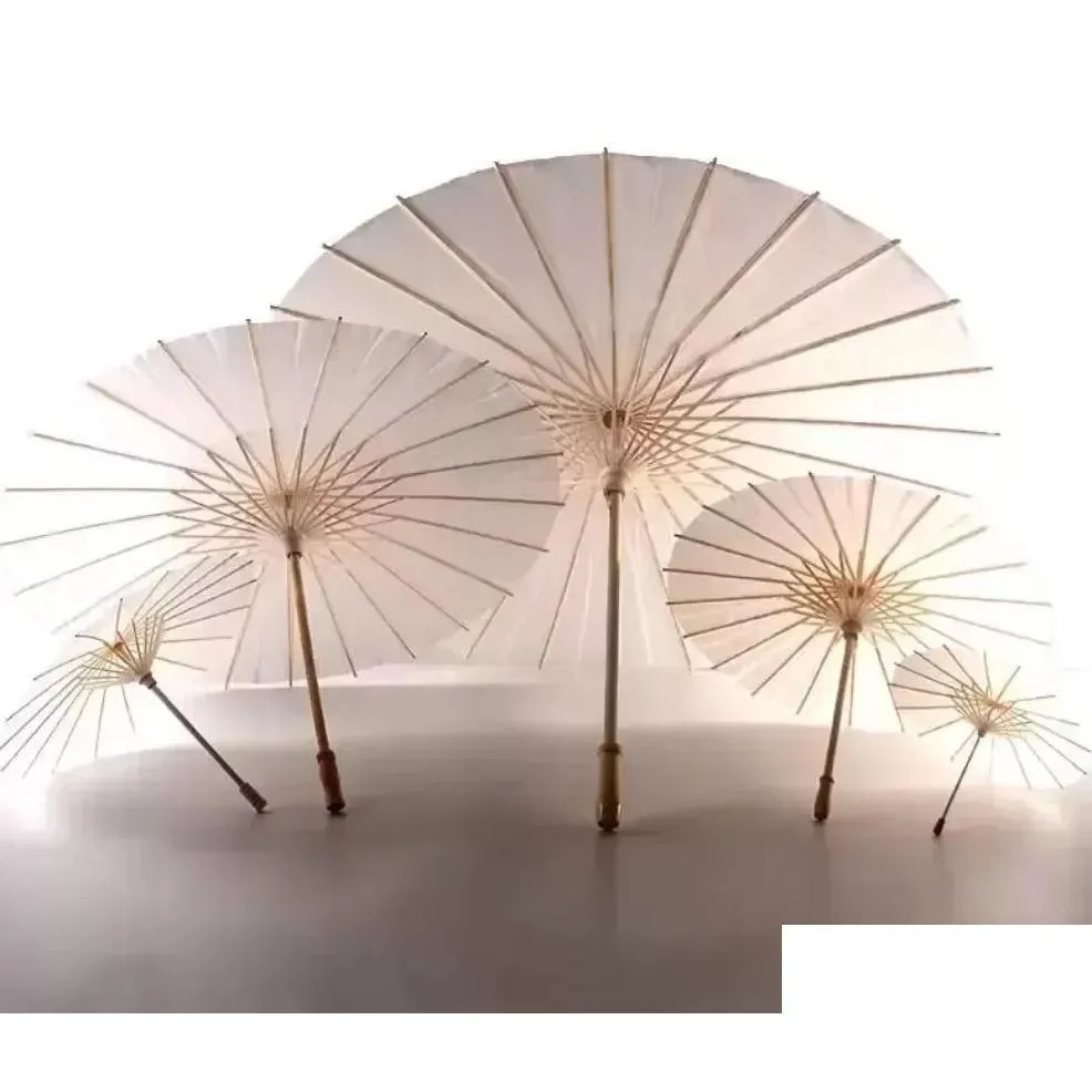 Regenschirme, Braut- und Hochzeitssonnenschirme, weiße Papierschirme, Schönheitsartikel, chinesischer Mini-Handwerksschirm, Durchmesser 60 cm, Cpa5739, Drop-Lieferung H Dhvgb