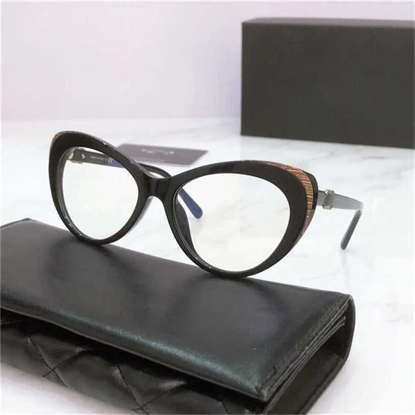 12% de descuento en gafas de sol Nuevas de alta calidad La misma fragancia pequeña, gafas de ojo de gato para mujer, lentes planos con montura negra de cara grande para miopía, se pueden combinar con lentes ch3405