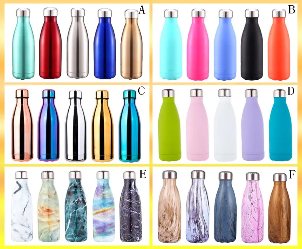 Botellas de agua con forma de cola coloridas Botella de agua de viaje con aislamiento al vacío Forma de coque inoxidable de doble pared 500 ml 17 oz Wate3512864 al aire libre