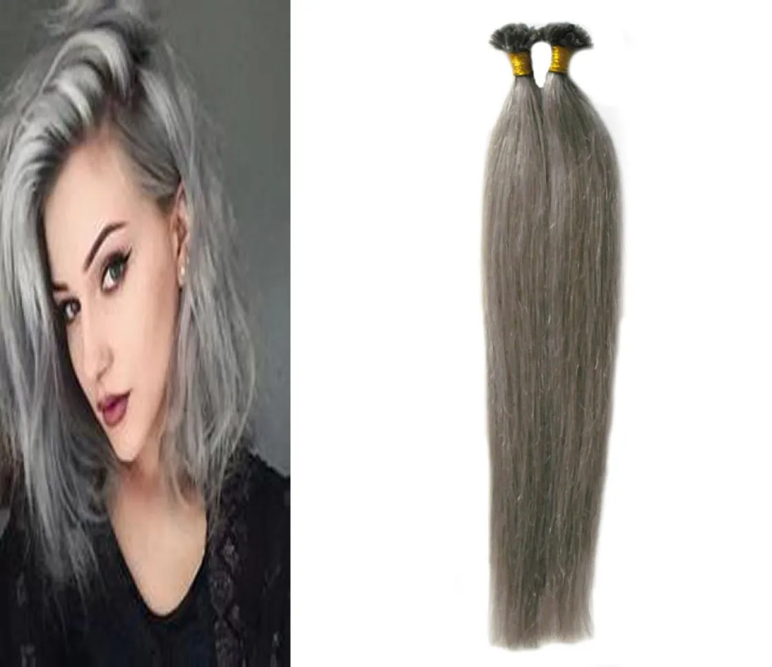 Extensions de cheveux gris droits extensions de cheveux à pointe en U 100g 1gstrand Capsules d'argent extensions de cheveux de fusion de kératine 4711020