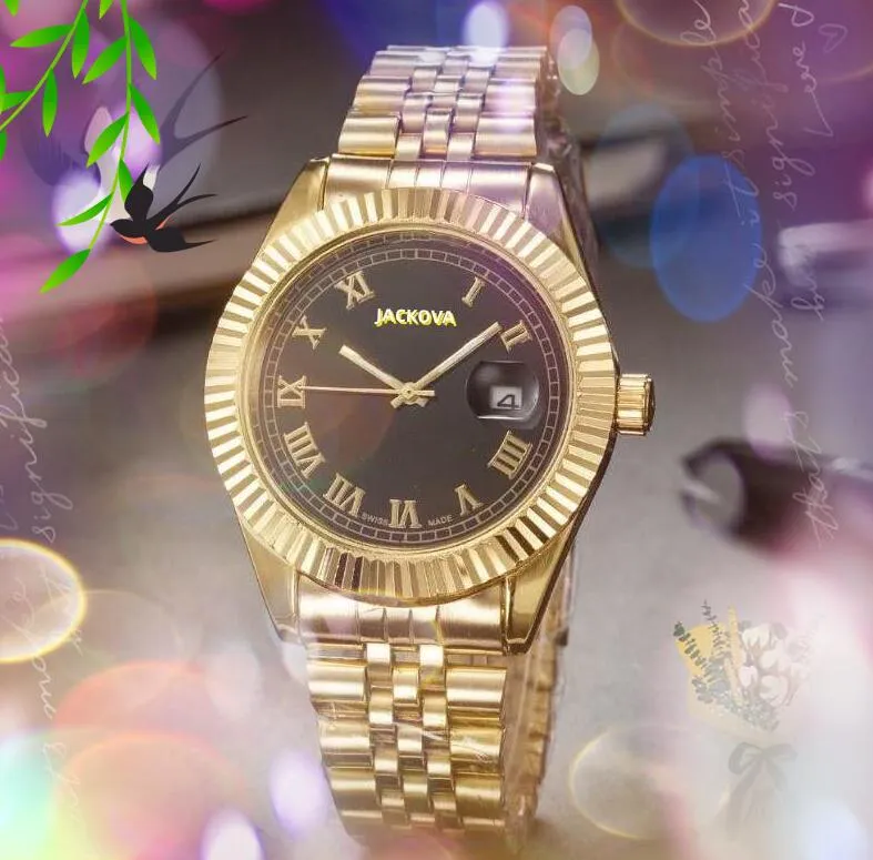 人気のローマナンバーダイヤルメンズとレディースの時計ステンレス鋼ストラップ輸入クォーツムーブメントすべての犯罪時計腕時計クリスマスマザーデイギフト