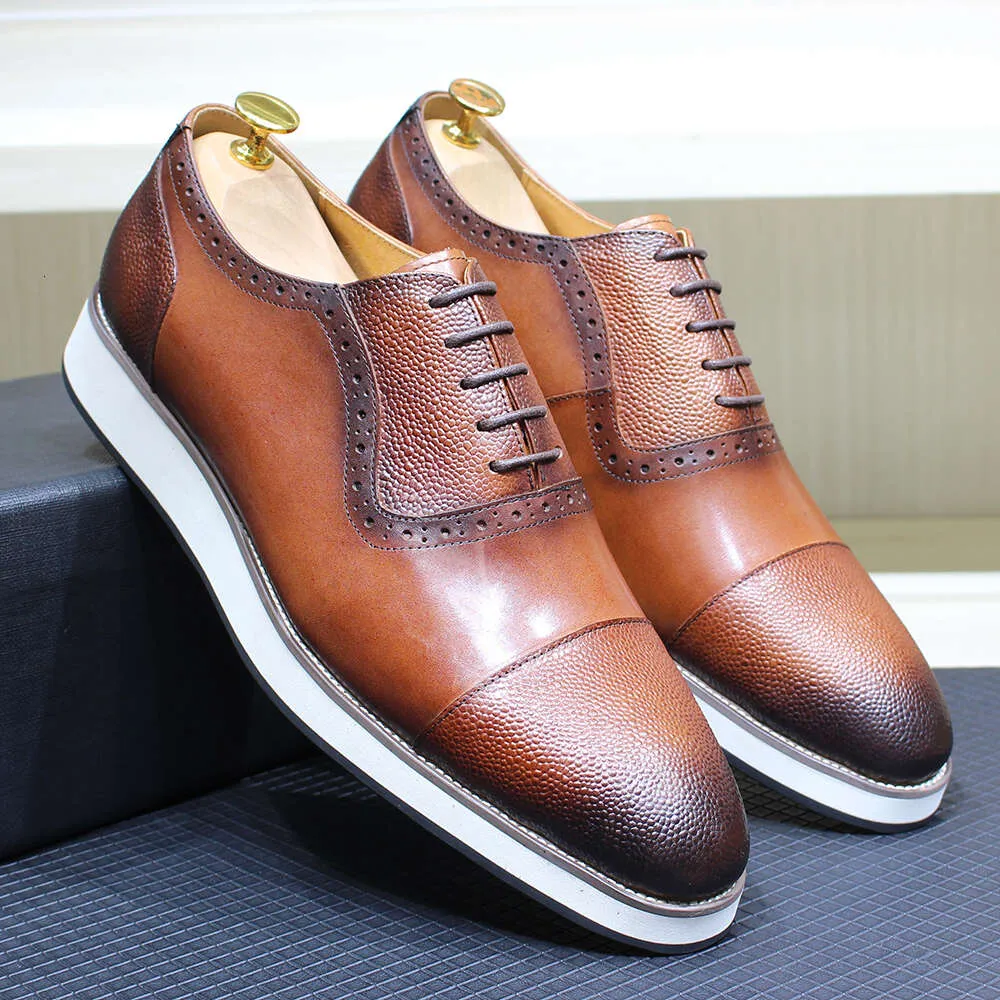 Classique hommes Oxford en cuir véritable à la main à lacets chaussures décontractées pour hommes solide casquette orteil baskets mâle extérieur quotidien chaussures