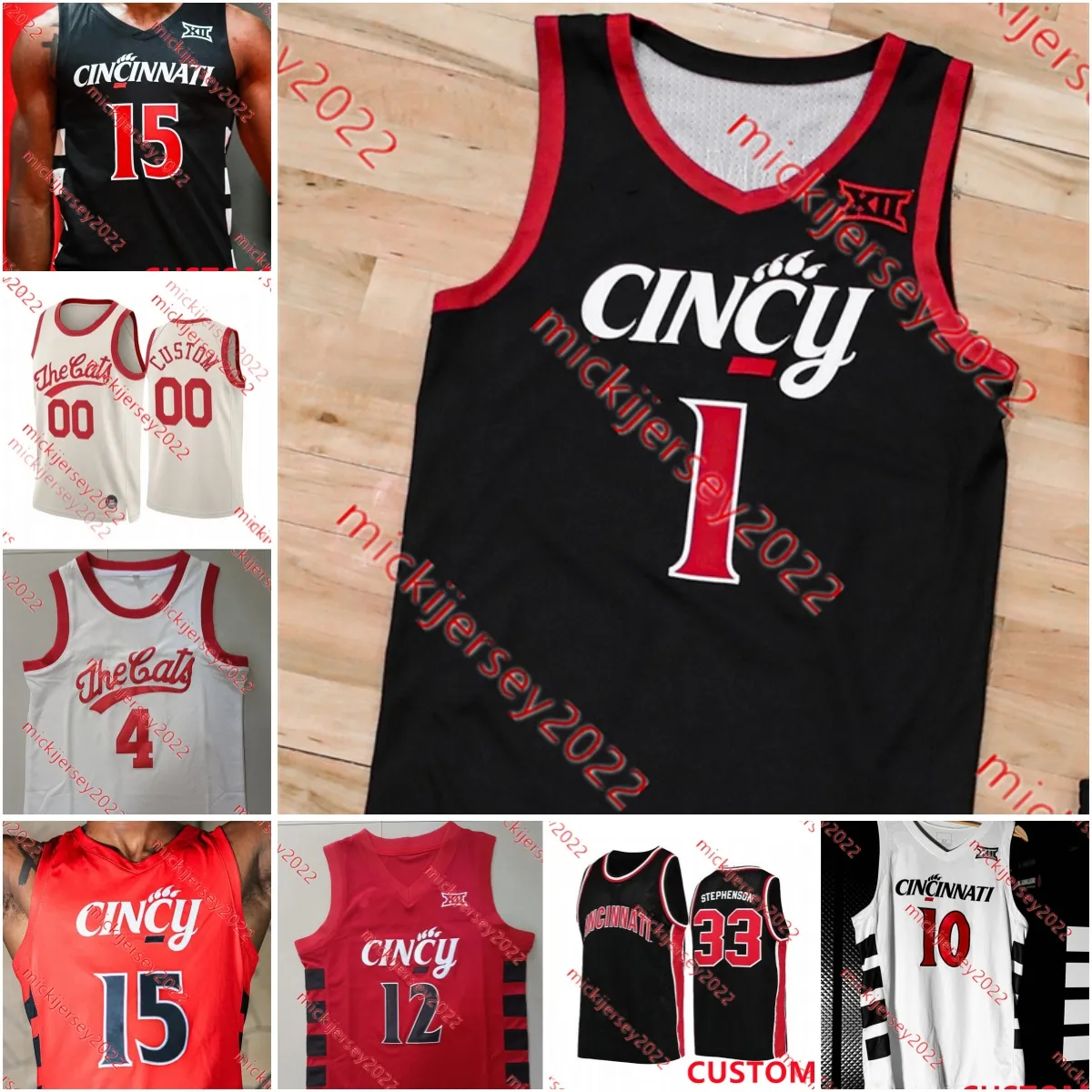 Maillot de basket-ball des Bearcats de Cincinnati Lance Stephenson Gary Clark Jarron Cumberland Kenyon Martin Oscar Robertson Maillots de Cincinnati cousus sur mesure pour hommes