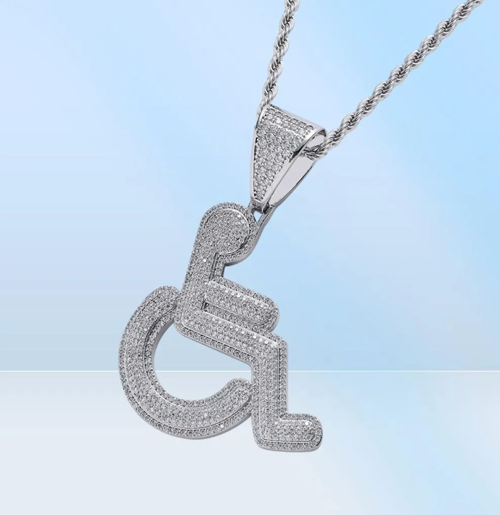 Iced Out Wheelchair Pendant Necklace Gold/Silver Plated Hip Hop Jewelry For Men And Women From