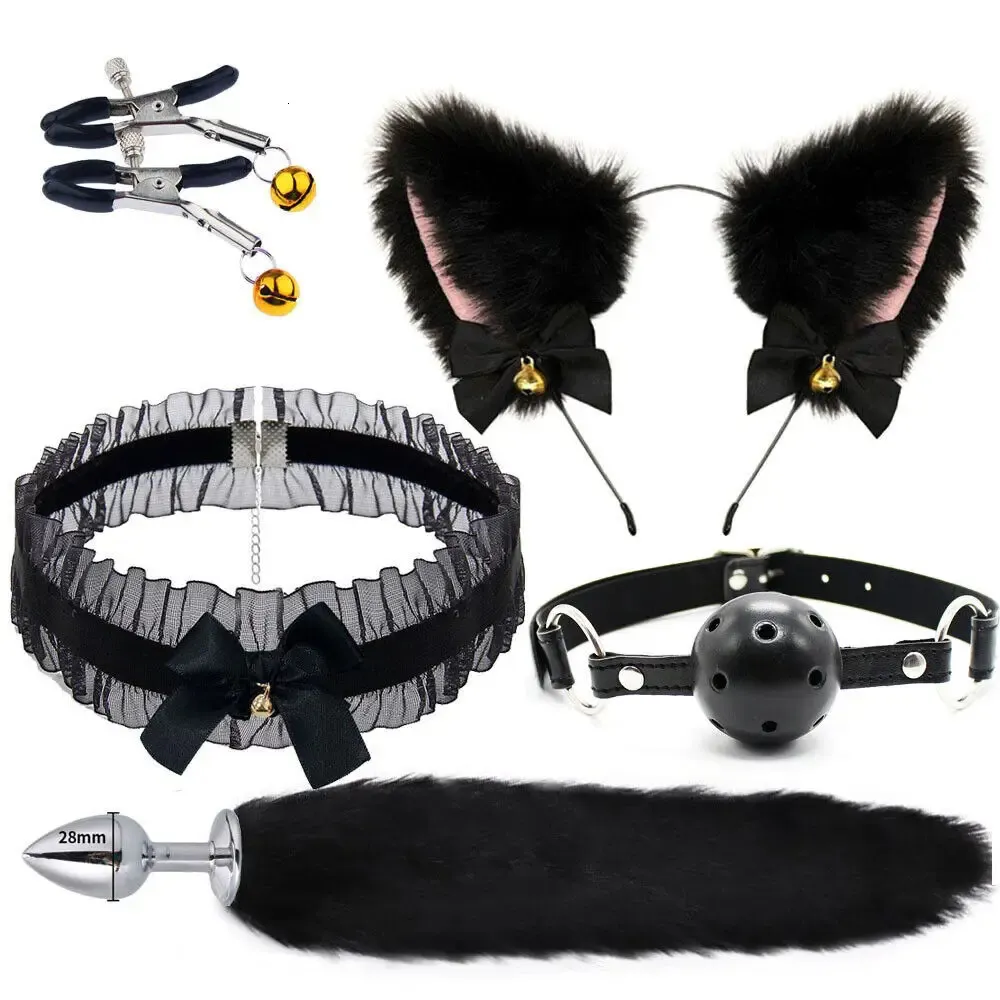 anal plug cat Metal Anal Plug Set With Fox Tail, Cat Ear Headband,... From Zhengrui03,  $9.67