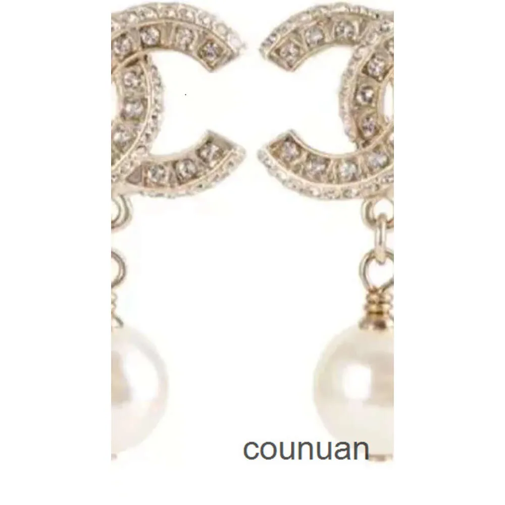 Brincos do canal Brincos de diamante de pérola Brincos de ouro de ouro para mulher marca de moda não desbotamento Silver Wedding Earings t2kl