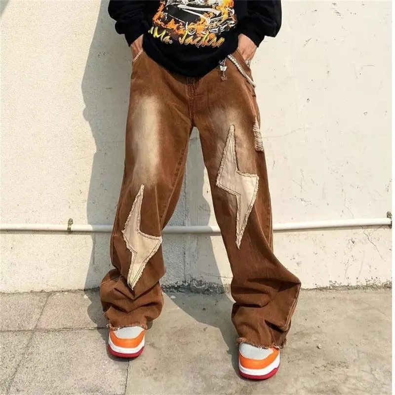 Jeans pour hommes Vêtements rétro Hommes Esthétique Baggy Hip Hop Star Pantalon Denim Lâche Goth Mode Streetwear Pantalones Hombre