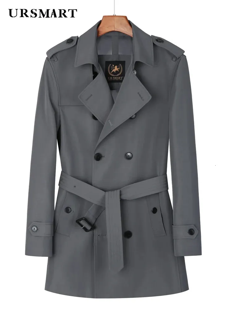 Médio longo blusão moda masculina trespassado marrom casual trench coat menspring e outono jaquetas finas S-6XL tamanho 240106