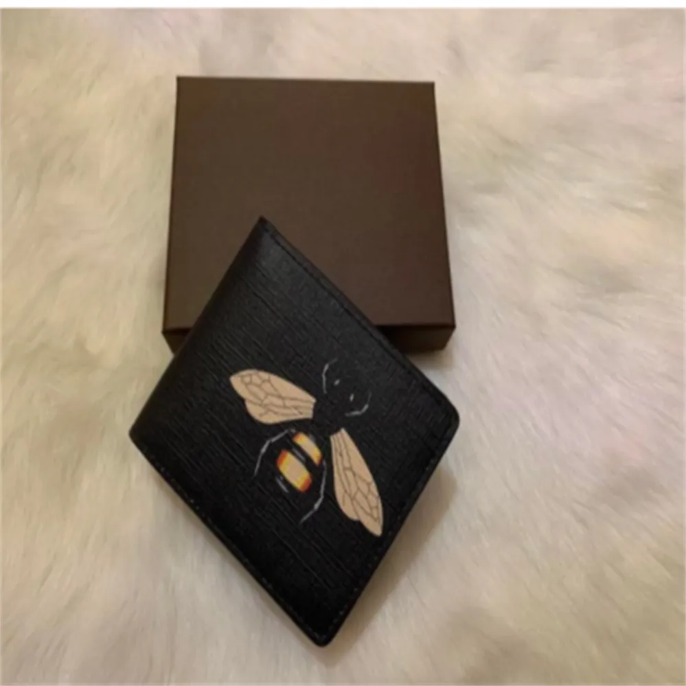 Novos luxos de alta qualidade homens designers de animais moda curta carteira de couro preto cobra tigre abelha mulheres luxo bolsa titulares de cartão com caixa de alta qualidade aa