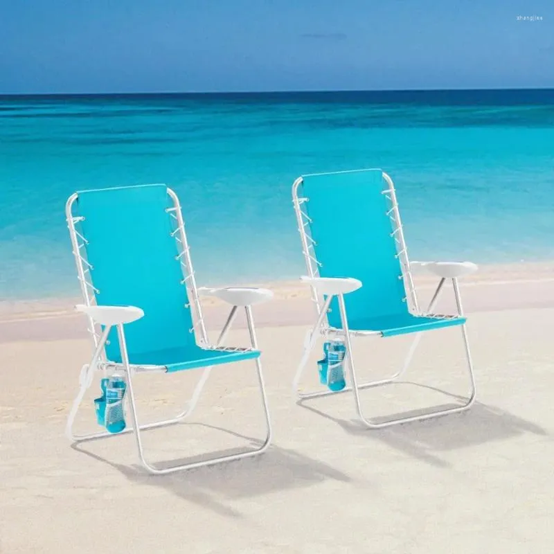 Mainstays 2 Pack Reclining Bungee Beach Chairs Portable Folding Lounge Chairs with Adjustable Backrest Perfect for Outdoor Activities