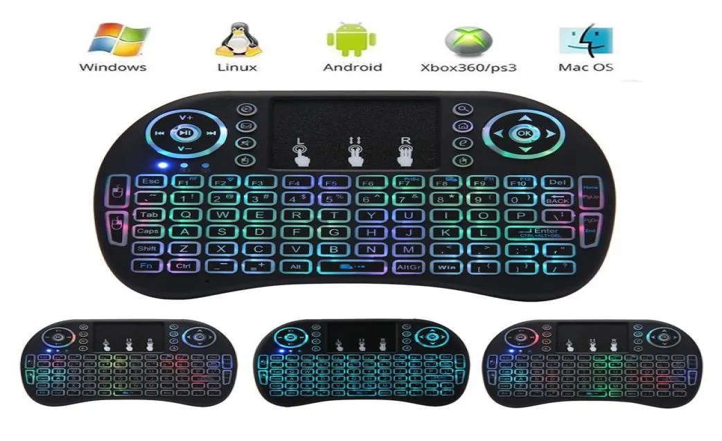 Kolorowa klawiatura myszy Air Air 24G Bezprzewodowe klawiatury myszy powietrza Touchpad Mini Rii i8 Zdalne sterowanie dla Android TV Box Min4490792