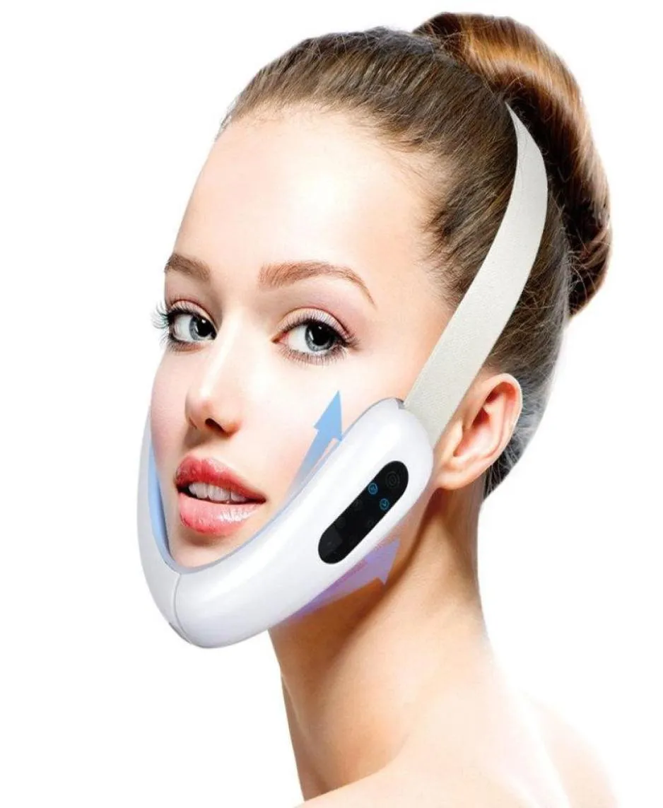 Máquina de cinto de elevação de queixo vline, vermelho azul led pon terapia rosto emagrecimento vibração massageador dispositivo de elevação facial v face care6372680