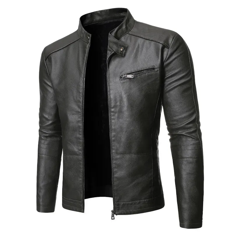 Повседневная кожаная куртка из искусственной кожи для мужчин, весенне-осеннее пальто, мотоциклетное байкерское пальто, облегающая верхняя одежда, мужская черная, синяя одежда, большие размеры S-3XL 240106