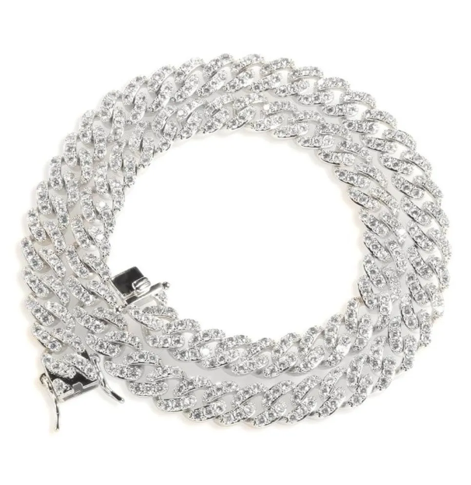 Iced Out Miami Catena a maglia cubana Argento Catene d'oro da uomo Collana Bracciale Moda Gioielli Hip Hop 9MM9973670