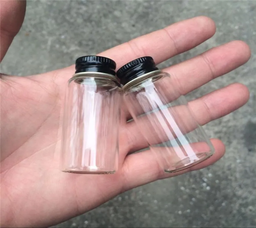 275014mm 15 ml små transparenta glasflaskor med skruv svart aluminium cap glasburkar tomma injektionsflaskor container 100pcs3402339