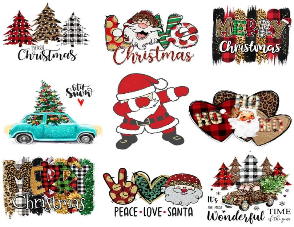 Notions Christmas Iron on Patches Papai Noel Adesivos Laváveis Apliques de transferência de calor para roupas Hoodies Jaqueta fofa DIY Decal2174916