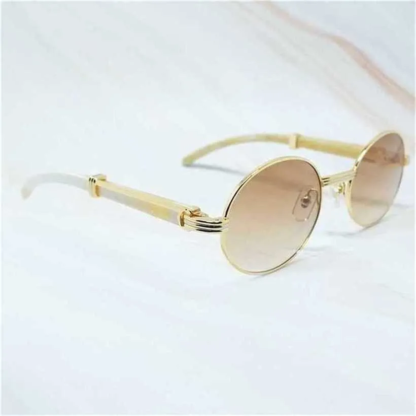 20% de réduction Lunettes de soleil Ovales Hommes Carter Mode Métal Luxe Designer Bois Corne de Buffle Lunettes Vintage Shades Buffs Rétro Lunettes RondesKajia Nouveau