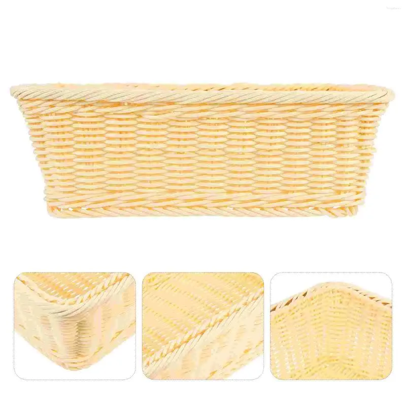 Set di stoviglie Cestino per il pane Cestini intrecciati in rattan di plastica chic Cucina Colazione Scatola di immagazzinaggio di articoli vari Imitazione