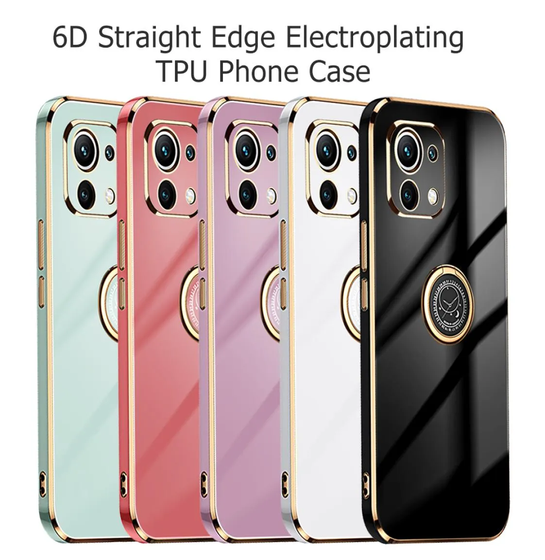 Coque de téléphone plaquée Ultra fine, étui avec support avec anneau pour Xiaomi Mi 11T Pro 11 Mi11 Lite 5G NE Ultra, Caqa8848006