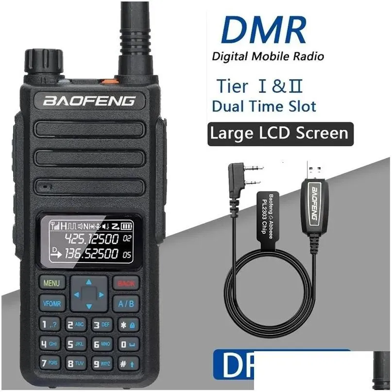 Talkie Walkie Talkie Baofeng Dr 1801 Dmr Two Way Radio Dual Band Tier I Ii Time Slot Uhf Digital Poste 231117 Drop Delivery Electronics T