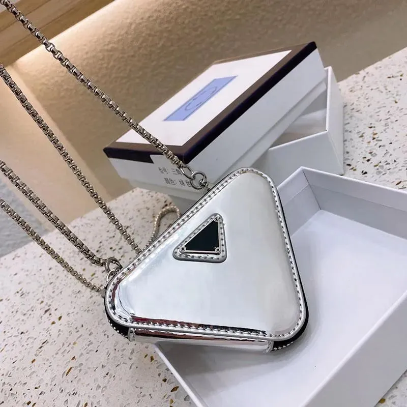 Shoulder Luxury Designer Bag 10a Triangle Cross Bodybags Classic Women Chain Purse Leather Cardholder Pocket Short Zipper Coin with Box