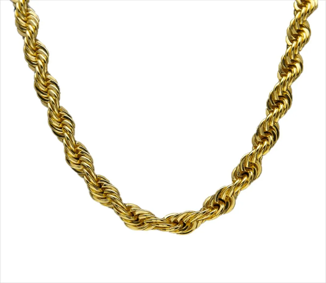 Chaîne en corde solide de 10mm d'épaisseur et 76cm de Long, plaqué or et argent 24K, collier lourd Hip hop, 160 grammes pour hommes, 3470614