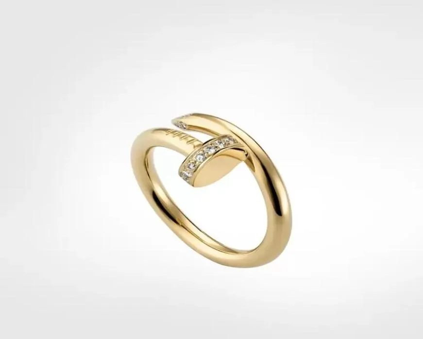 Designer Ring Vrouw Man Nagel Liefde Band Ring stenen ontwerp Schroef sieraden Paar Minnaar Zilver Gouden Ringen Met Originele Bag2501163