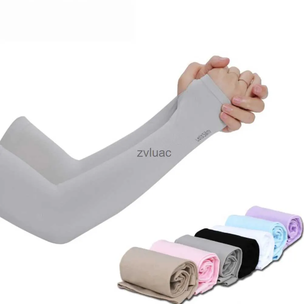 Podgrzewacze nóg ramię rękawy 1 para Ice Silk Rower Ochrona UV Bieganie oddychające szybkie suche rękawiczki przeciwsłoneczne pokrycie YQ240106