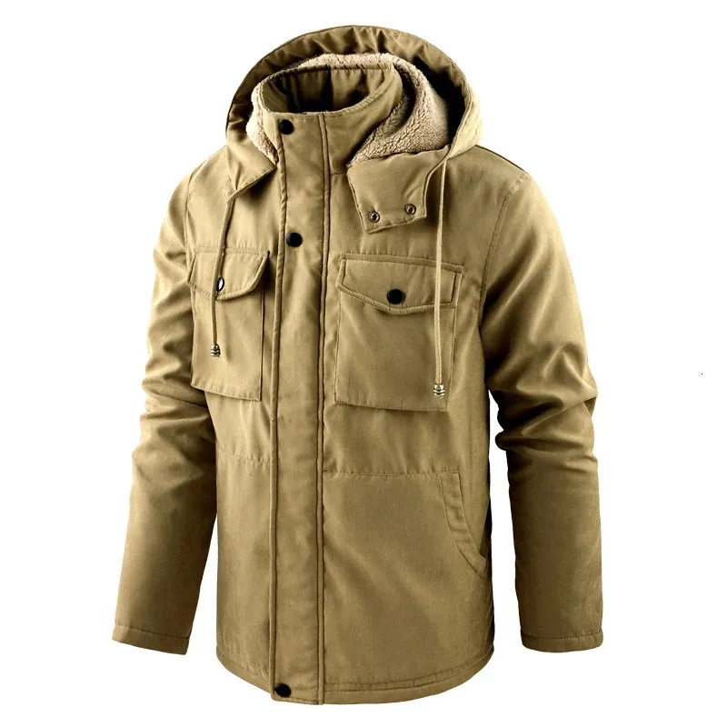 Herren Winter Verdicken Parka Fleece Thermische Kapuze Warme Klassische Marke Windjacke Männer Militär Mantel Kleidung 240106