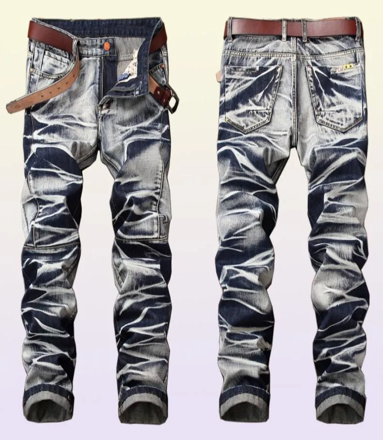 Модные мужские джинсы Desinger, потертые винтажные брюки для мужчин, одежда, приталенные длинные классические джинсы Jean8892466
