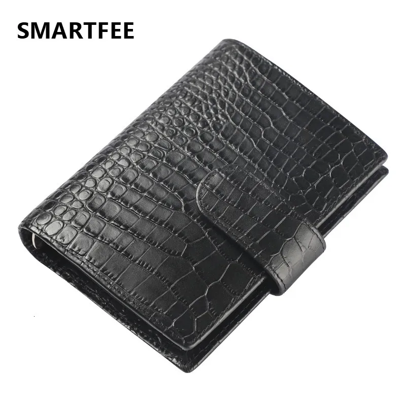 Smartfee A7 planificador de presupuesto carpeta de texturas Pocards cuaderno de bocetos cuadernos y libretas para viajeros de cuero de vaca Real 240105