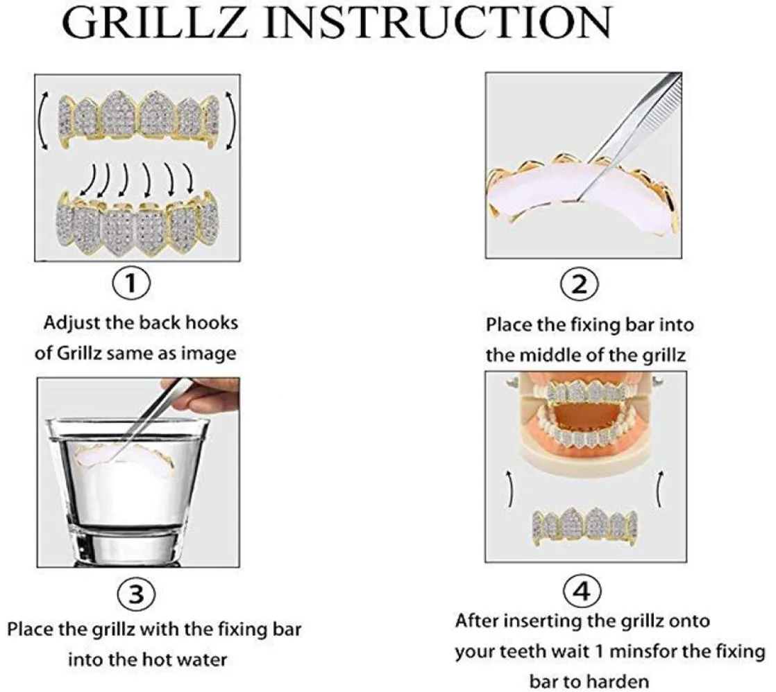 Hip hop 18k banhado a ouro vampiro presas superior e inferior grillz seus dentes para homens mulheres halloween palhaço festa presentes4646128