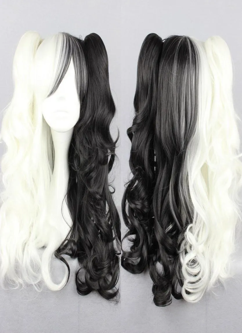 Danganronpa Dangan Ronpa Monokuma Long Cosplay Hair Bonytails wigs9749894