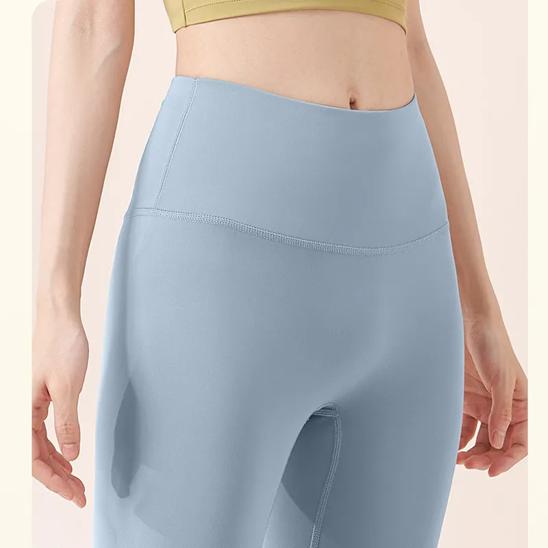 ALOLULU 2024 lycra fabric Solid Color Women yoga pants High Waist Sports Gym Wear Leggings Elastic Fitness Lady Outdoor Sports Trousers