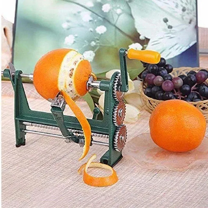 Citron Fruit Peeler Fruit Slicer Machine Rostfritt stål Multifunktion Vegetabilisk skärning Slicer Rotary Orange Peel Tool 240105