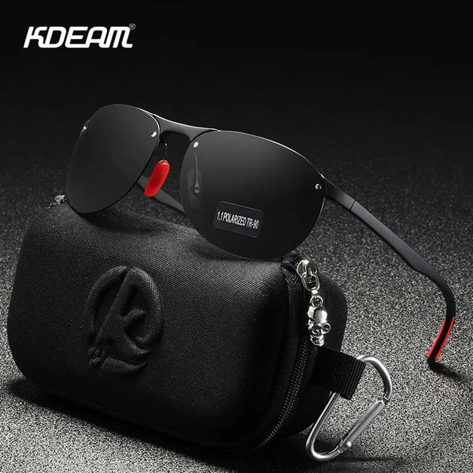 Kdeam Rimless Oval Men's Sunglasses偏光TR90材料フレームTAC偏光レンズソフトラバーフットカバーCX2007063027