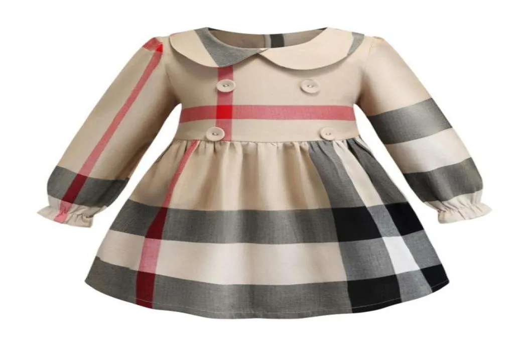 Ny amerikansk tjej bomullsklänning baby flickor klänning barn lapel college vind bowknot kort ärm veckad polo skjorta kjol barn cas6513440