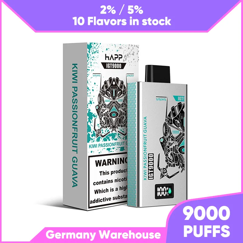 Original HAPP BAR IGT9000 Einweg-E-Zigarette 2% EU-Standard Vape 10 Flavour Door to Door