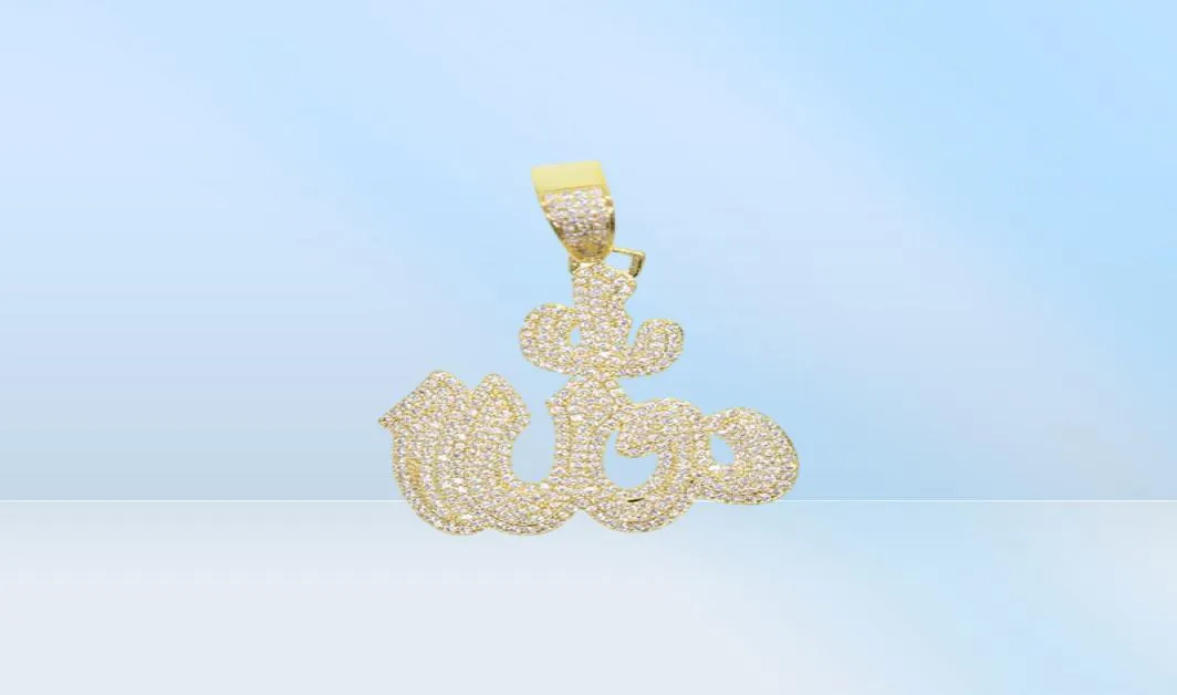 Dout CZ Allah pendentif collier 5A zircon cubique hip hop glace femmes 4794518
