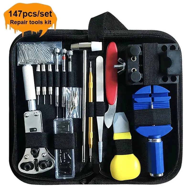 Kits 147 peças kit de ferramentas de relógio profissional ferramenta de relojoeiro 63 peças/31 peças/30 peças/16 peças conjunto de ferramentas de reparo de relógio com pinça removedora abridor