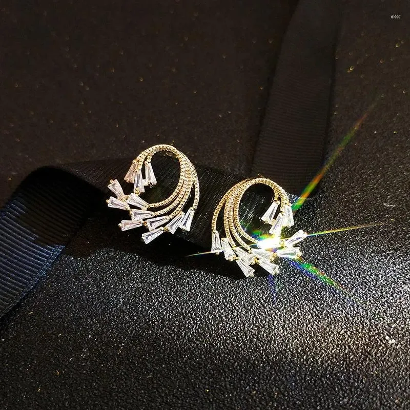 Orecchini pendenti in oro massiccio 14 carati con diamanti color oro orecchini con pietre preziose per le donne autentico argento sterling 925 Bizuteria Aros Mujer Oreja