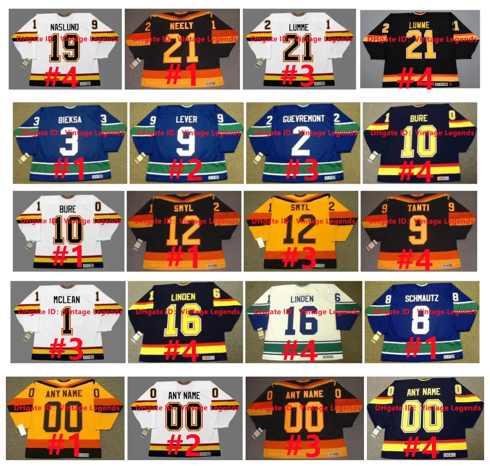 Vintage CCM Gino Odjick Canucks Hockey Trikot Pavel Bure Garth Butcher Trevor Linden Bobby Schmautz Cam Neely Jyrki Lumme Richard Brodeur Pe