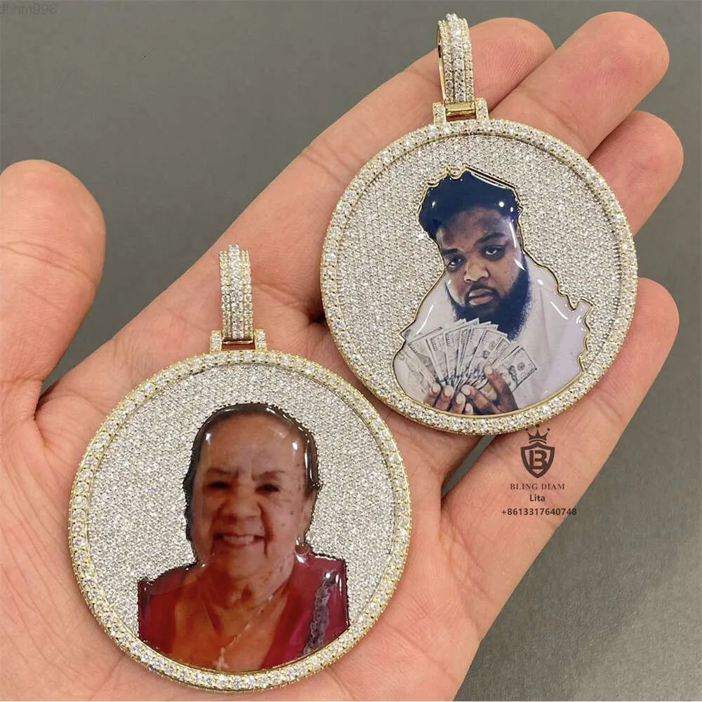 Top Quality Hip Hop Jewelry d Color Vvs Moissanite Photo Iced Out Custom Picture Pendant