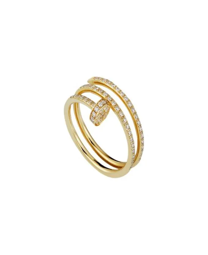 Amor anel de unhas designer jewlery anéis de diamante de noivado para mulheres luxo ouro rosa prata titânio4066081