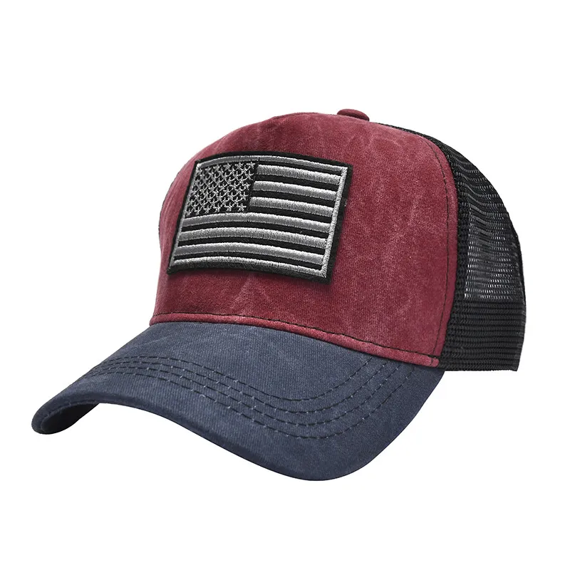 Designer Trucker hoeden honkbal cap ons vlag verstelbare plastic snapback mesh hoeden