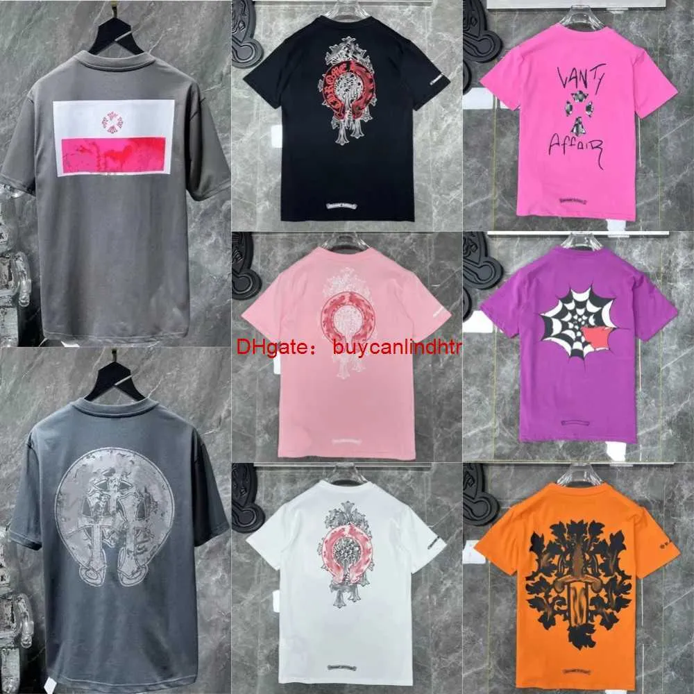 2024 classiques Hommes Ch T-shirts Coeur Haute Qualité Marque Col Rond Chromes Manches Courtes Tops T-shirts T-shirts Casual Horseshoe Sanskrit Croix Imprimer Chromees Hearts M60D