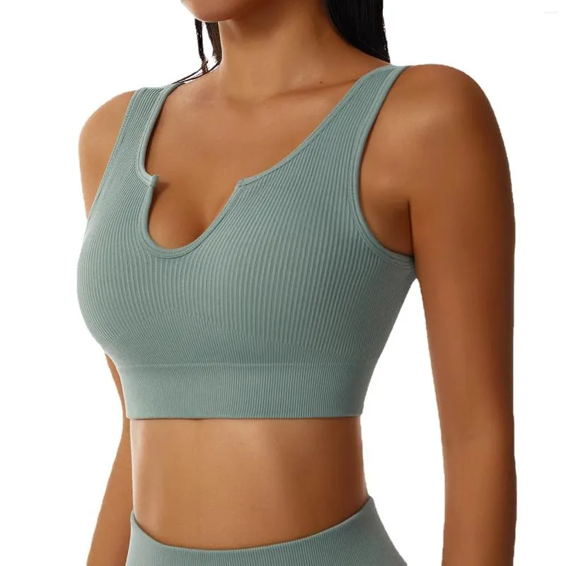 Camicie attive Fitness Yoga Wear Reggiseno sportivo da donna Push Up Sexy scollo a U Gilet da palestra antiurto da donna