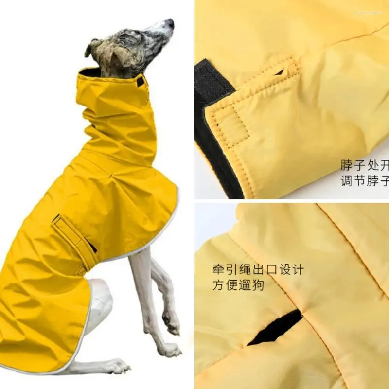 Dog Apparel High Collar Jacket Waterproof Coat Raincoat Adjustable Italian Greyhound Clothes Winter Warm Fleece Medium Large