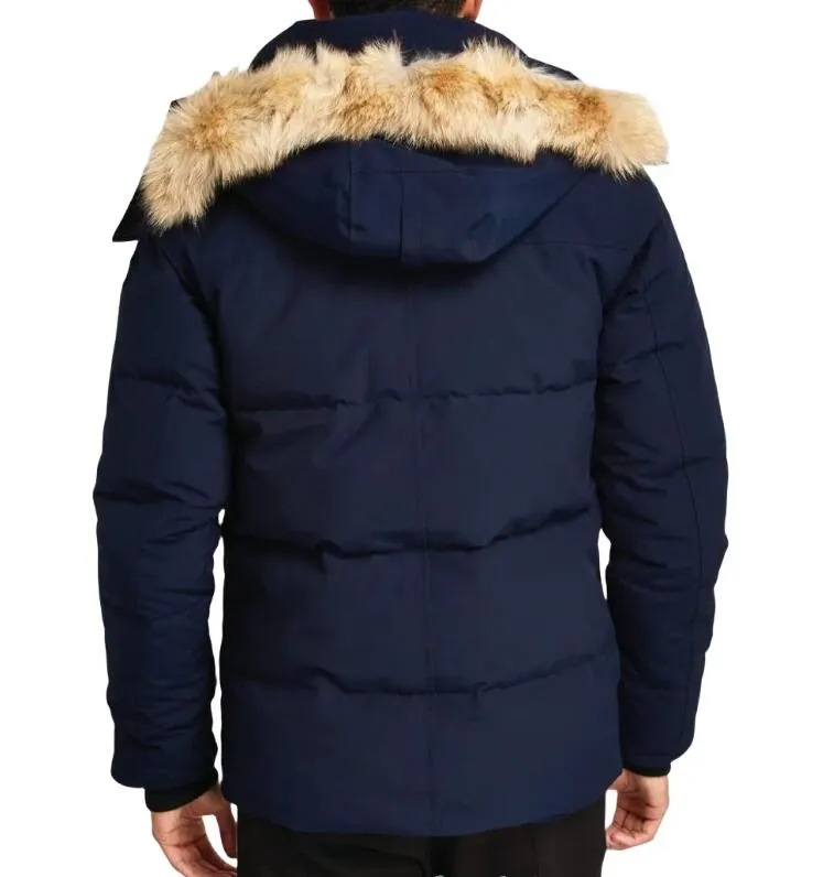 Giacche invernali da uomo in vera pelliccia di coyote, designer Homme Puffer Wyndham Windbreaker Jassen Outerwear con cappuccio Fourrure Manteau Brand Quality, lancio del prodotto_voghion.com
